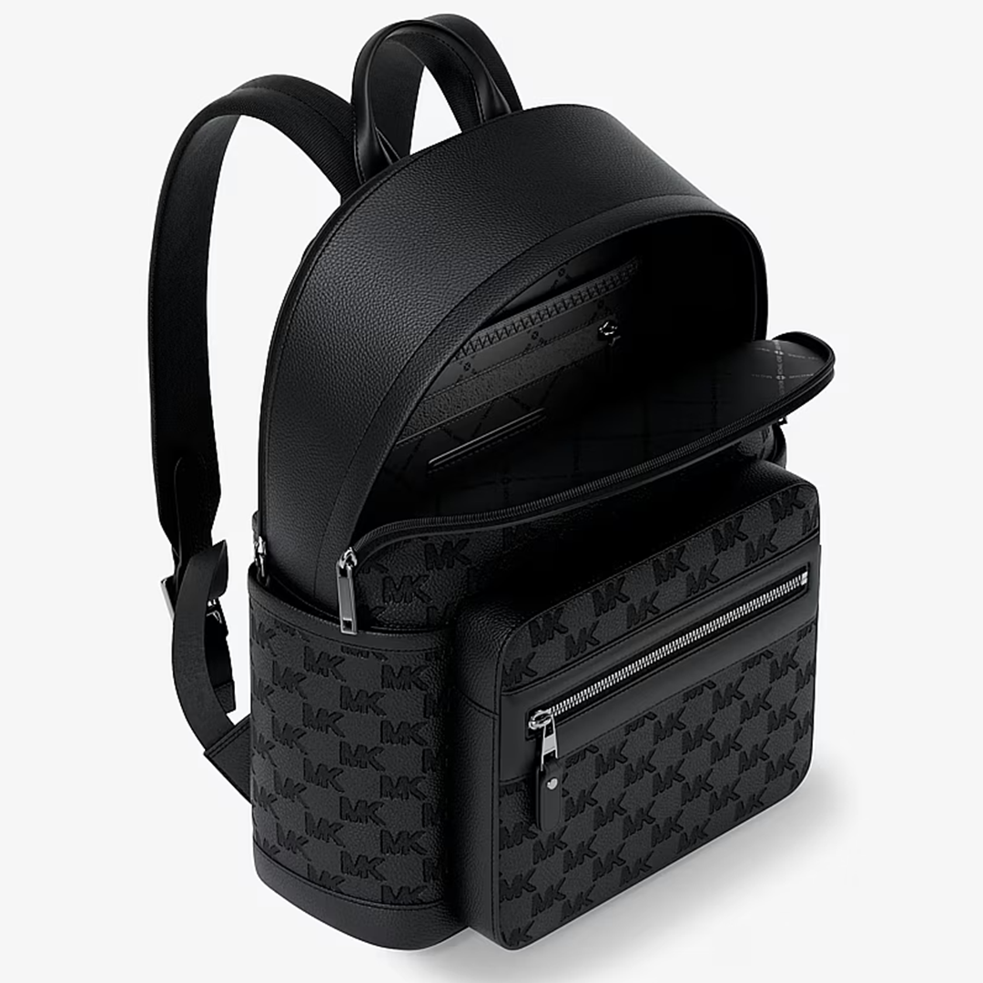 Jet Set Medium Logo Debossed Pebbled Leather Backpack