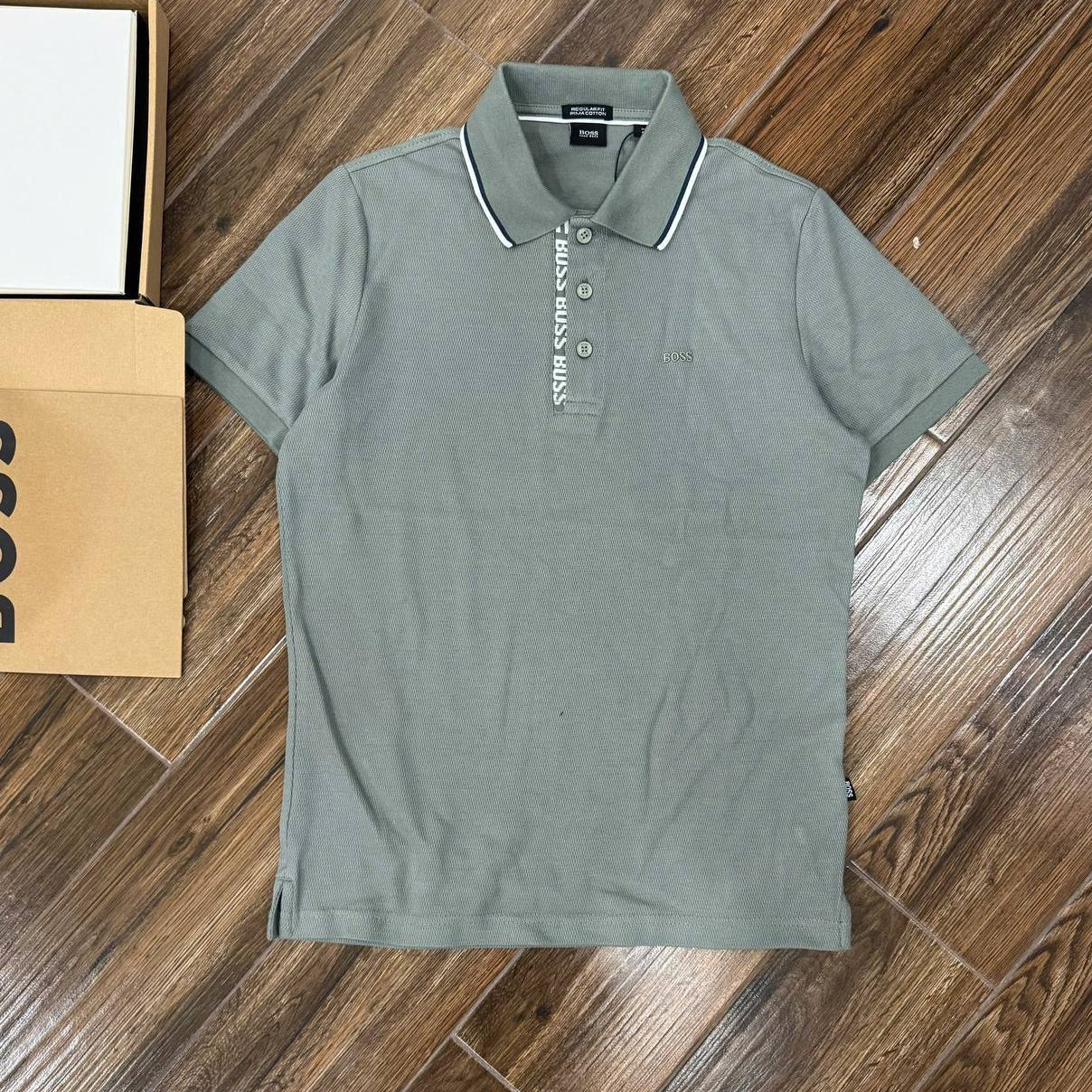 Mens Tipped Oxford Polo Shirt Brown