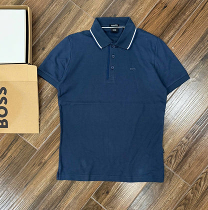 Mens Tipped Oxford Polo Shirt Brown