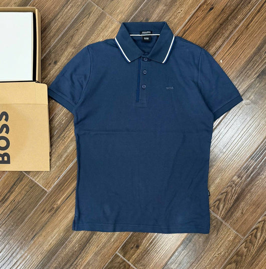 Mens Tipped Oxford Polo Shirt Brown