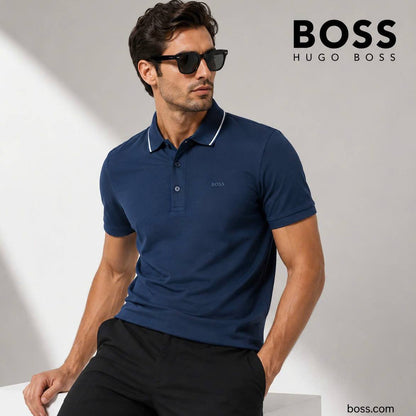 Mens Tipped Oxford Polo Shirt Brown